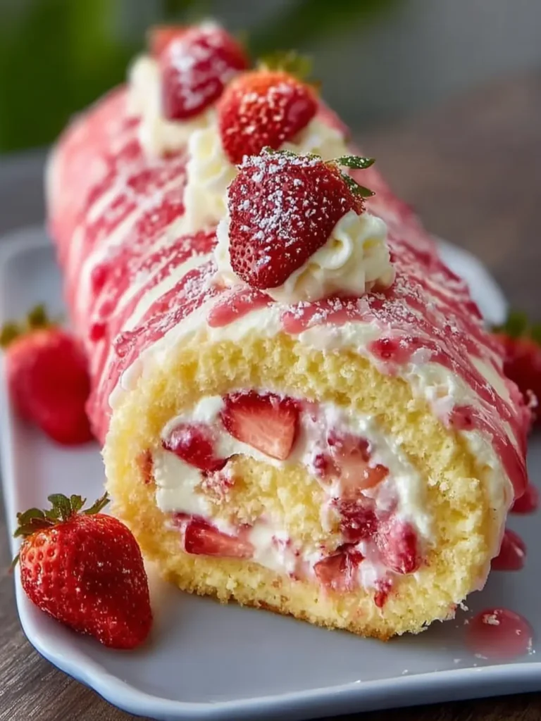 Strawberry Cream Roll Cake Recipe First Image