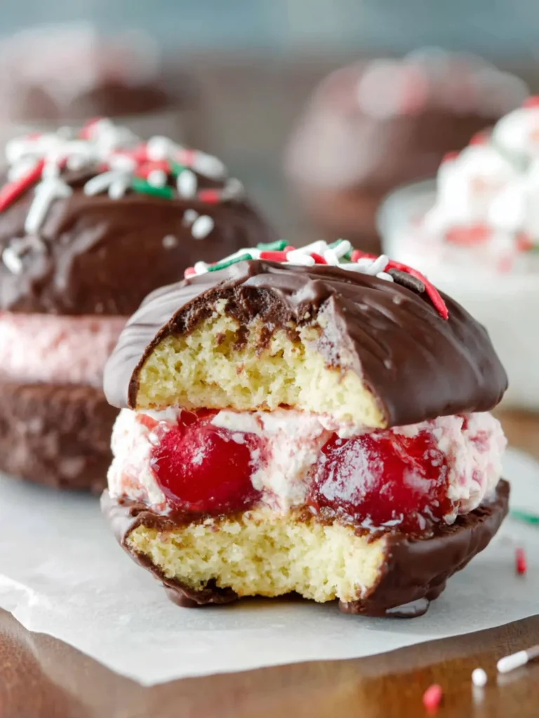 Chocolate Cherry Sandwich Cookies First Image