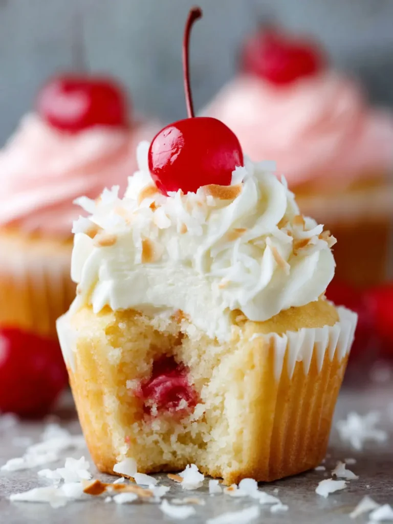 Coconut Cherry Cupcakes First Image