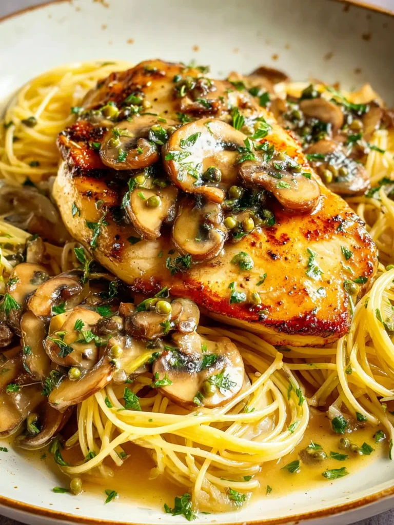Chicken Piccata with Pasta and Mushrooms First Image