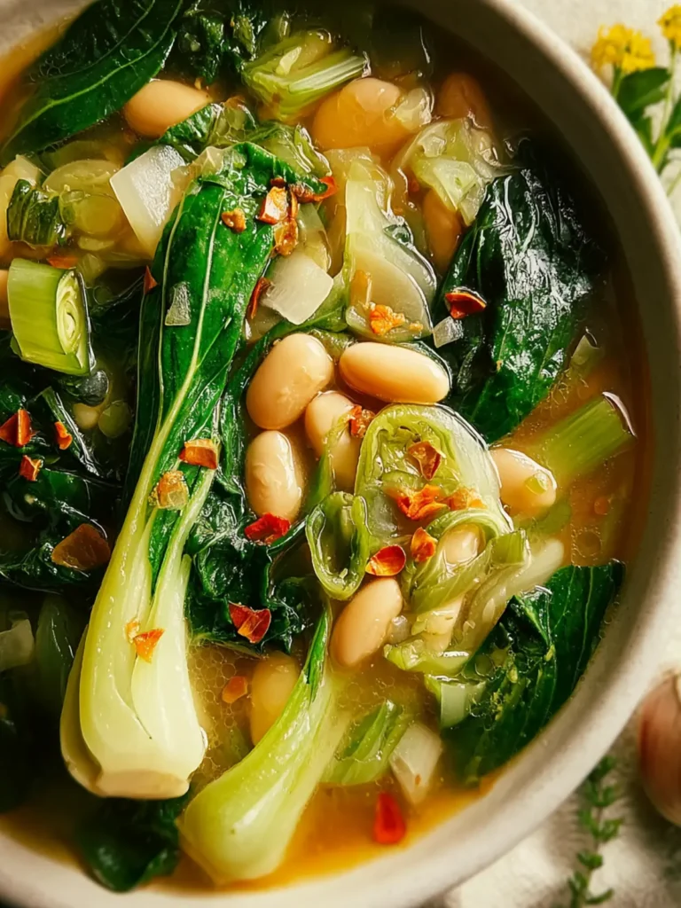 Asian Bok Choy White Bean Soup First Image