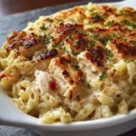 dump bake chicken alfredo rice casserole First Image